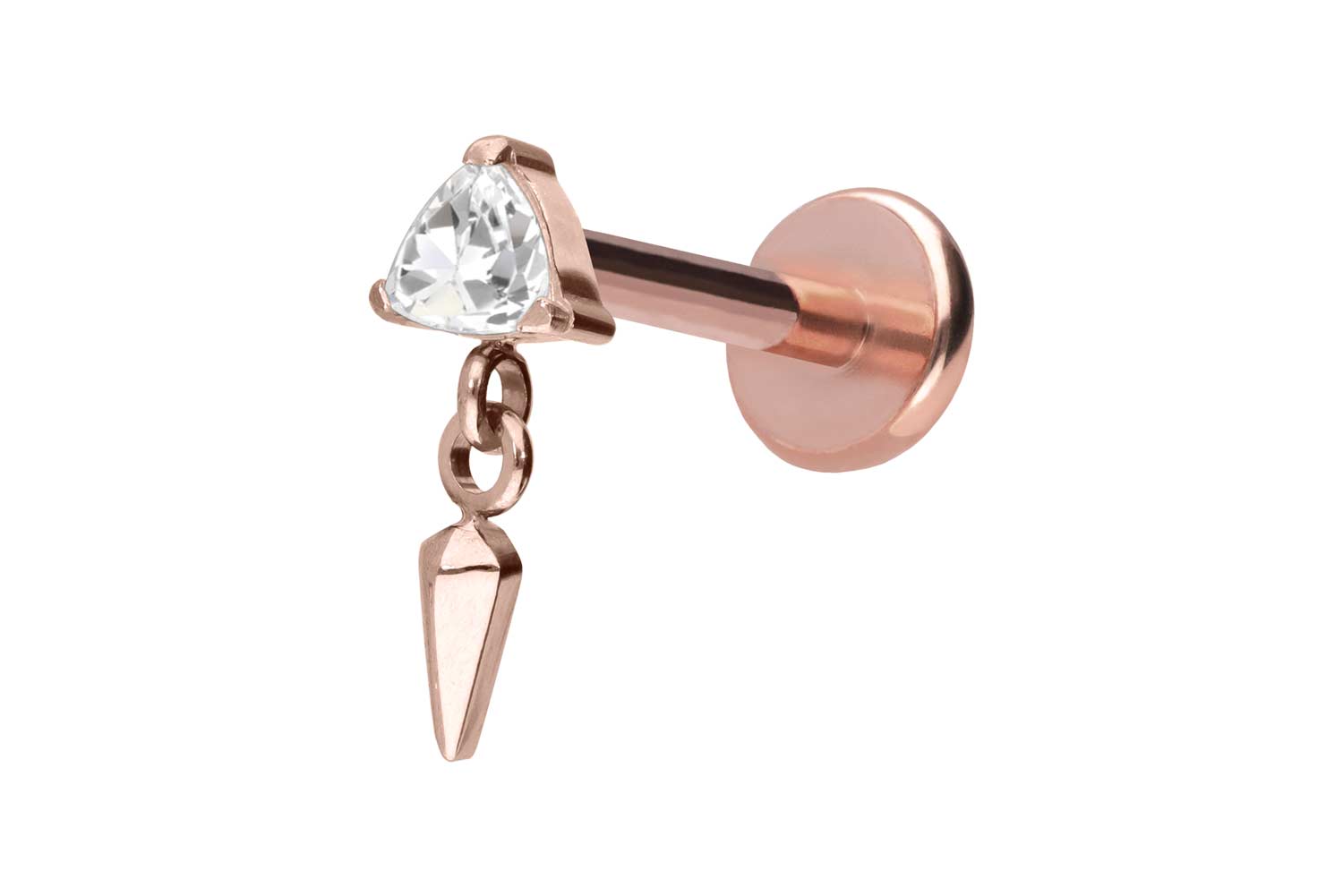 Titan Labret Piercing mit Push Fit KRISTALLDREIECK + SPITZE